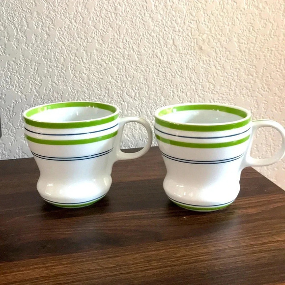 Starbucks 2007 Green Stripes Mug Set - Picture 1 of 5